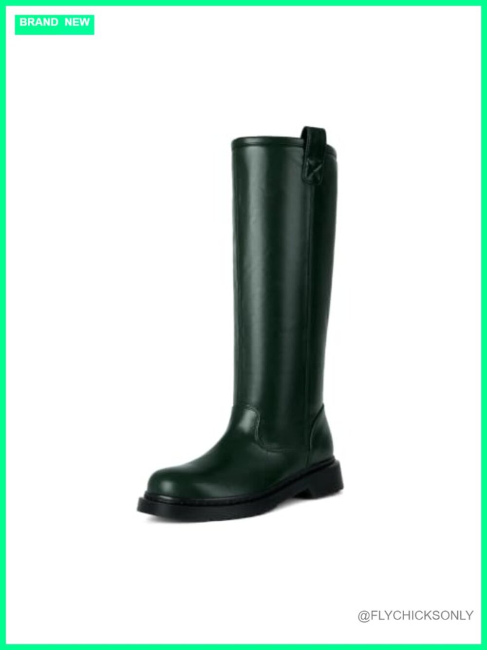 Knee High Boots Faux Leather Round Toe Block Heel Pull-On Women's
